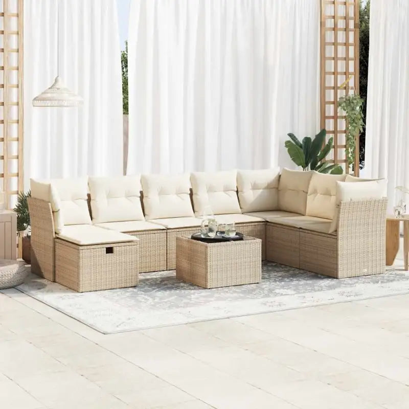 Loungebank voor tuin Terras met zwart gepoedercoat staal afmetingen - beige en crèmekleurig / met opbergruimte