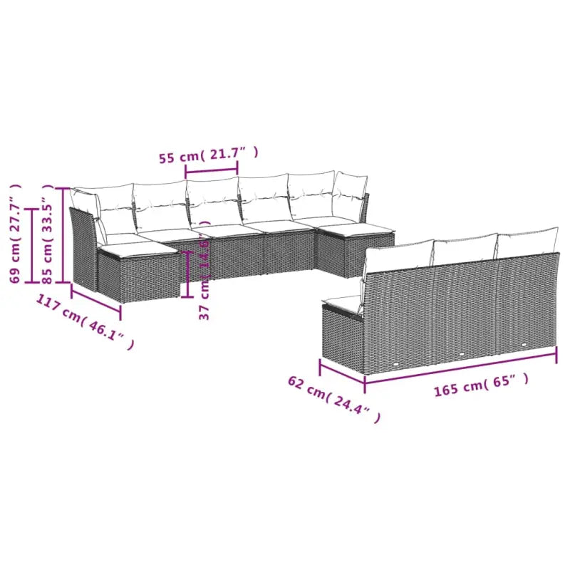 Loungebank voor tuin Terrasse met gepoedercoat staal en beige materiaal - Tuinsets