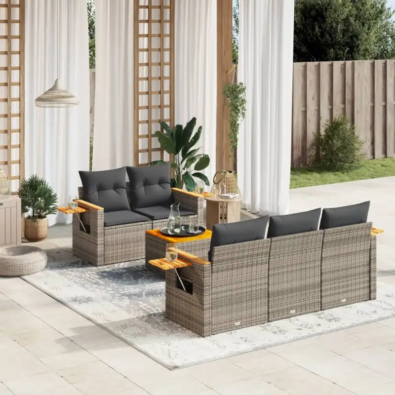 Loungebank voor tuin van poly rattan en gepoedercoat staal - Grijs - Tuinsets