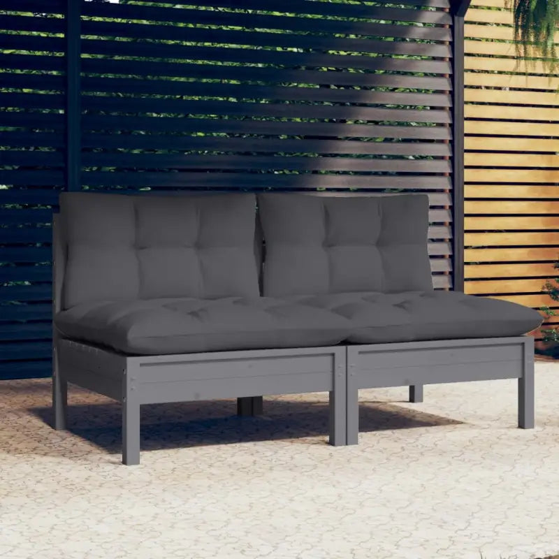 Loungebanken 2-zitsbank met massief grenenhout voor terras of tuin - Grijs / 1 - Loungebanken