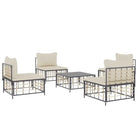 Loungebanken in antraciet poly rattan met gepoedercoat staal - Loungebanken