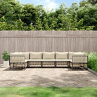 Loungebanken in poly rattan en antraciet materiaal voor buitengebruik - 1 / Beige / 4x hoek + 3x midden - Loungebanken
