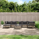 Loungebanken in poly rattan en antraciet materiaal voor buitengebruik - 1 / Donkergrijs / 3x hoek + 3x midden