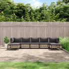 Loungebanken in poly rattan en antraciet materiaal voor buitengebruik - 1 / Donkergrijs / 2x hoek + 3x midden + 2x