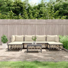 Loungebanken in poly rattan en antraciet materiaal voor buitengebruik - 1 / Beige / 2x hoek + 2x midden + 2x