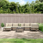 Loungebanken in poly rattan en antraciet materiaal voor buitengebruik - 1 / Beige / 3x hoek + 3x midden + voetensteun