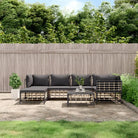 Loungebanken in poly rattan en antraciet materiaal voor buitengebruik - 1 / Donkergrijs / 3x hoek + 2x midden