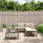 Loungebanken in poly rattan met antraciet materiaal en gepoedercoat staal - 1 / Beige / hoek + 2x midden + 2x