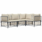 Loungebanken in poly rattan met antraciet materiaal en gepoedercoat staal - Loungebanken