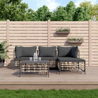 Loungebanken in poly rattan met antraciet materiaal en gepoedercoat staal - 1 / Donkergrijs / 2x hoek + midden