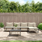 Loungebanken in poly rattan met antraciet materiaal en gepoedercoat staal - 1 / Beige / hoek + 3x midden + voetensteun