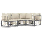 Loungebanken in poly rattan met antraciet materiaal en gepoedercoat staal - Loungebanken