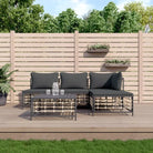Loungebanken in poly rattan met antraciet materiaal en gepoedercoat staal - 1 / Donkergrijs / hoek + 2x midden