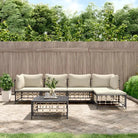 Loungebanken in poly rattan met antraciet materiaal en gepoedercoat staal - 1 / Beige / 2x hoek + 2x midden
