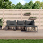 Loungebanken in poly rattan met antraciet materiaal en gepoedercoat staal - 1 / Donkergrijs / 3x hoek + 2x midden