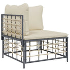Loungebanken in poly rattan met antraciet materiaal en gepoedercoat staal - Loungebanken