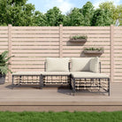 Loungebanken in poly rattan met antraciet materiaal en gepoedercoat staal - 1 / Beige / hoek + midden + 2x voetensteun