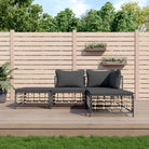 Loungebanken in poly rattan met antraciet materiaal en gepoedercoat staal - 1 / Donkergrijs / hoek + midden + 2x