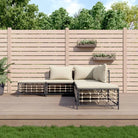 Loungebanken in poly rattan met antraciet materiaal en gepoedercoat staal - 1 / Beige / hoek + 2x midden + 2x