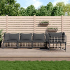 Loungebanken in poly rattan met antraciet materiaal en gepoedercoat staal - 1 / Donkergrijs / 3x hoek + 2x midden