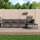 Loungebanken in poly rattan met antraciet materiaal en gepoedercoat staal - 1 / Donkergrijs / 2x hoek + 2x midden