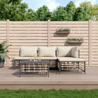 Loungebanken in poly rattan met antraciet materiaal en gepoedercoat staal - 1 / Beige / hoek + 2x midden + voetensteun