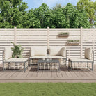 Loungebanken in poly rattan met antraciet materiaal en ruime afmetingen - 1 / Beige / 2x hoek + 2x midden + Tafel