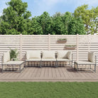 Loungebanken in poly rattan met antraciet materiaal en ruime afmetingen - 1 / Beige / 2x hoek + 3x midden - Loungebanken