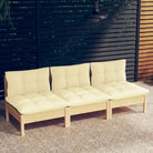 Loungebanken met massief grenenhout voor tuin en terras - Bruin en crème / 1 - Loungebanken