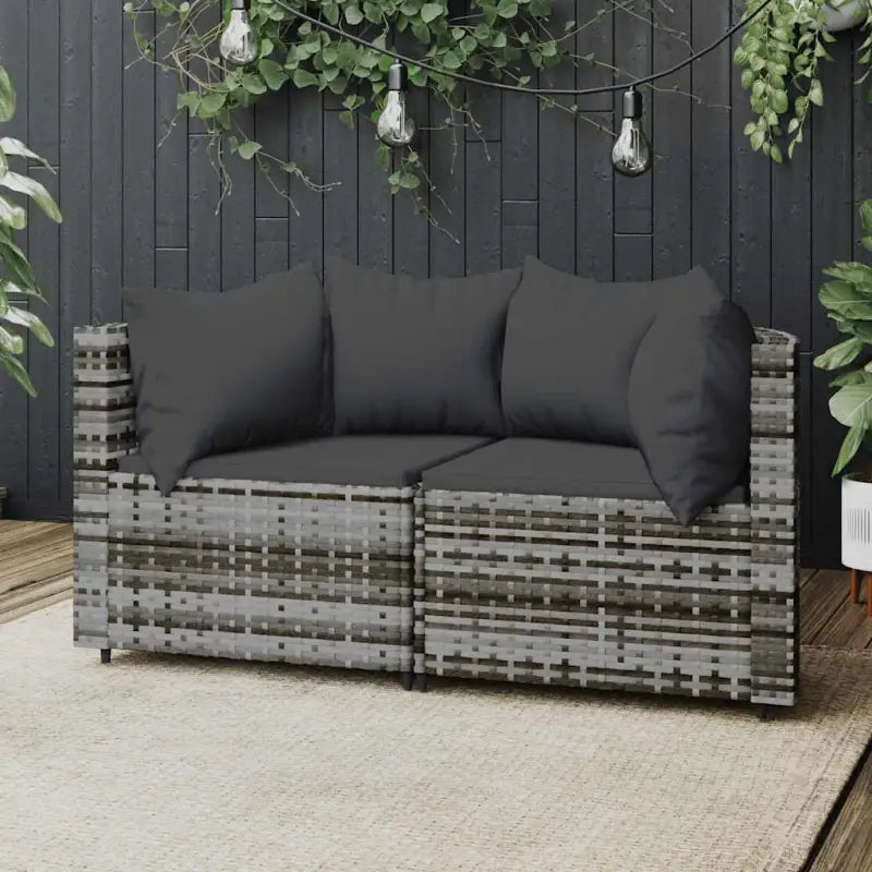 Loungebanken met poly rattan en eenvoudig schoon design - Grijs / 1 / 2x hoek - Loungebanken