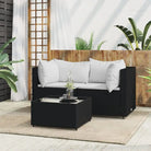 Loungebanken met poly rattan en eenvoudig schoon design - Zwart en wit / 1 / 2x hoek + Tafel - Loungebanken