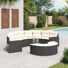 Loungebanken met poly rattan en gepoedercoat staal totale afmetingen - Zwart / 1 / met glazen tafel - Loungebanken