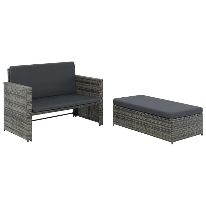 Loungebanken met poly rattan en gepoedercoat stalen frame voor buiten - Grijs / 1 - Loungebanken