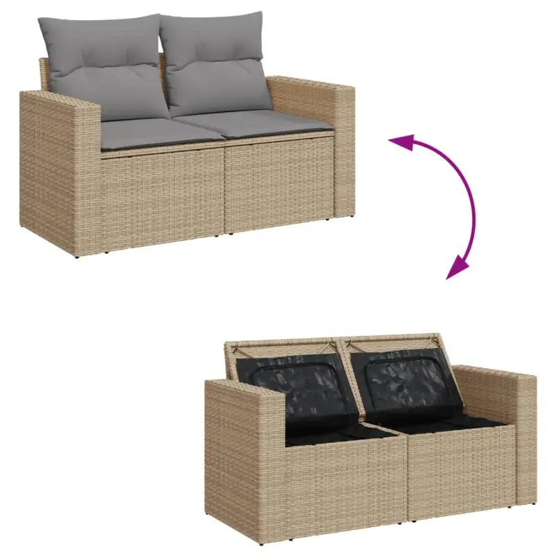Loungebanken met poly rattan en waterdichte zak voor comfortabele zitervaring - Loungebanken