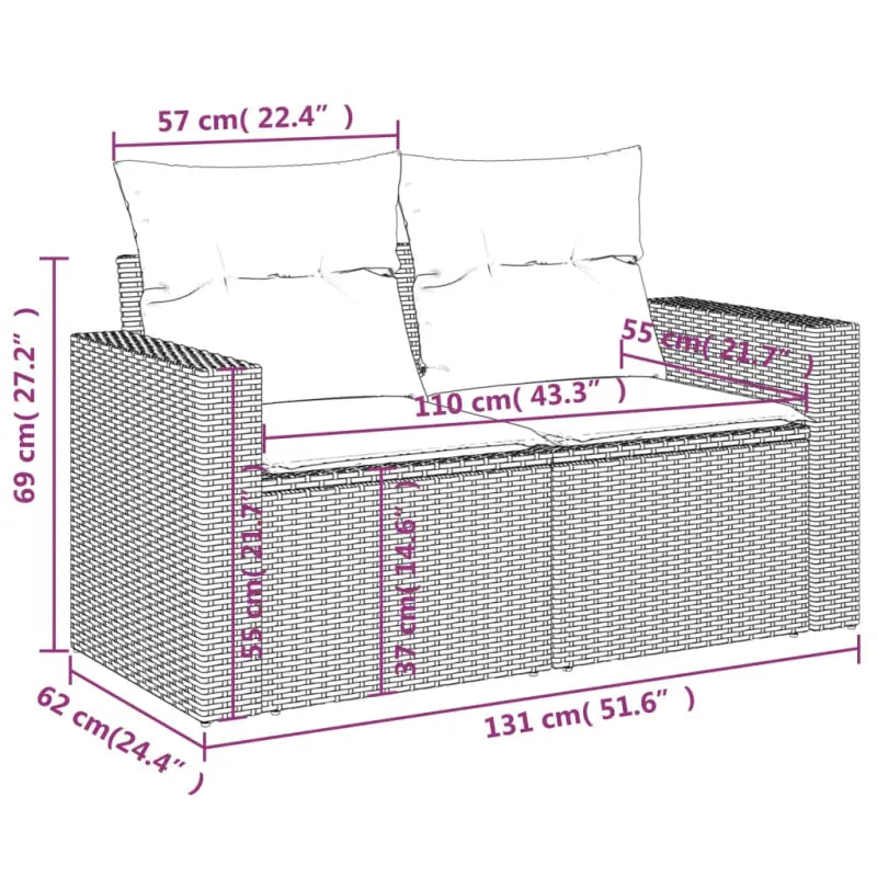 Loungebanken met poly rattan en waterdichte zak voor comfortabele zitervaring - Loungebanken