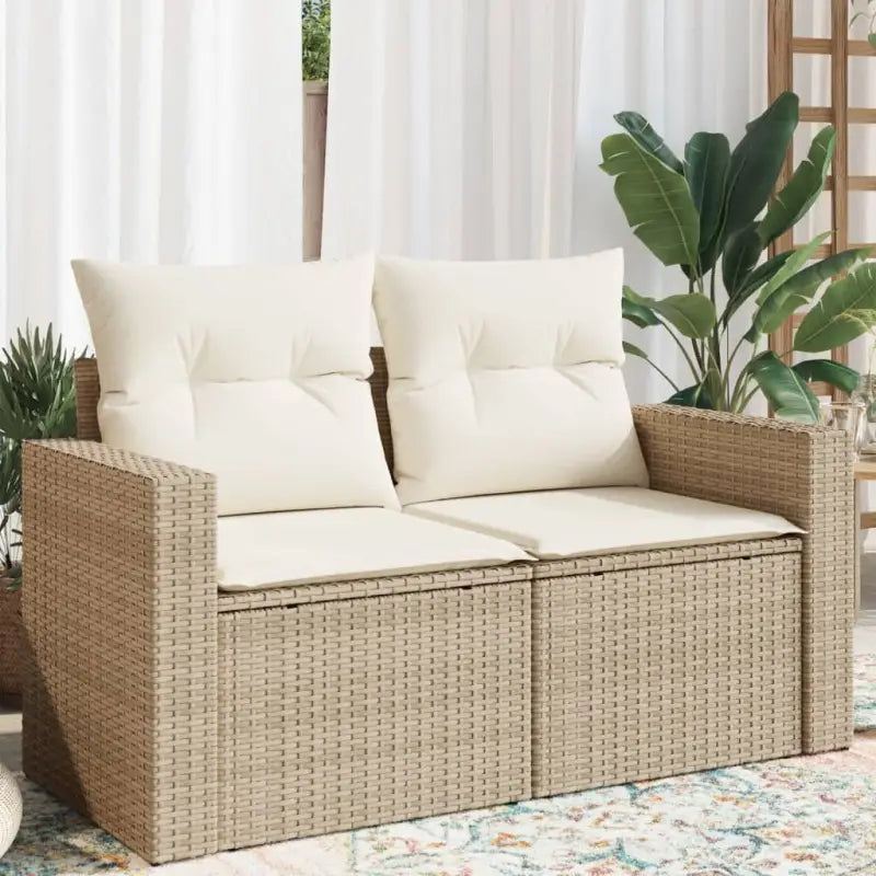 Loungebanken met poly rattan en waterdichte zak voor comfortabele zitervaring - beige en crèmekleurig / 1 / zonder