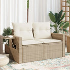 Loungebanken met poly rattan voor een comfortabele zitervaring buiten - beige en crèmekleurig / 1 / zonder opbergruimte