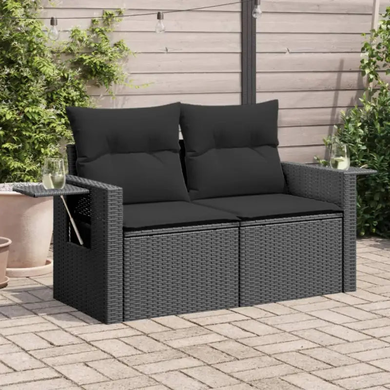 Loungebanken met poly rattan voor een comfortabele zitervaring buiten - Zwart / 1 / zonder opbergruimte - Loungebanken