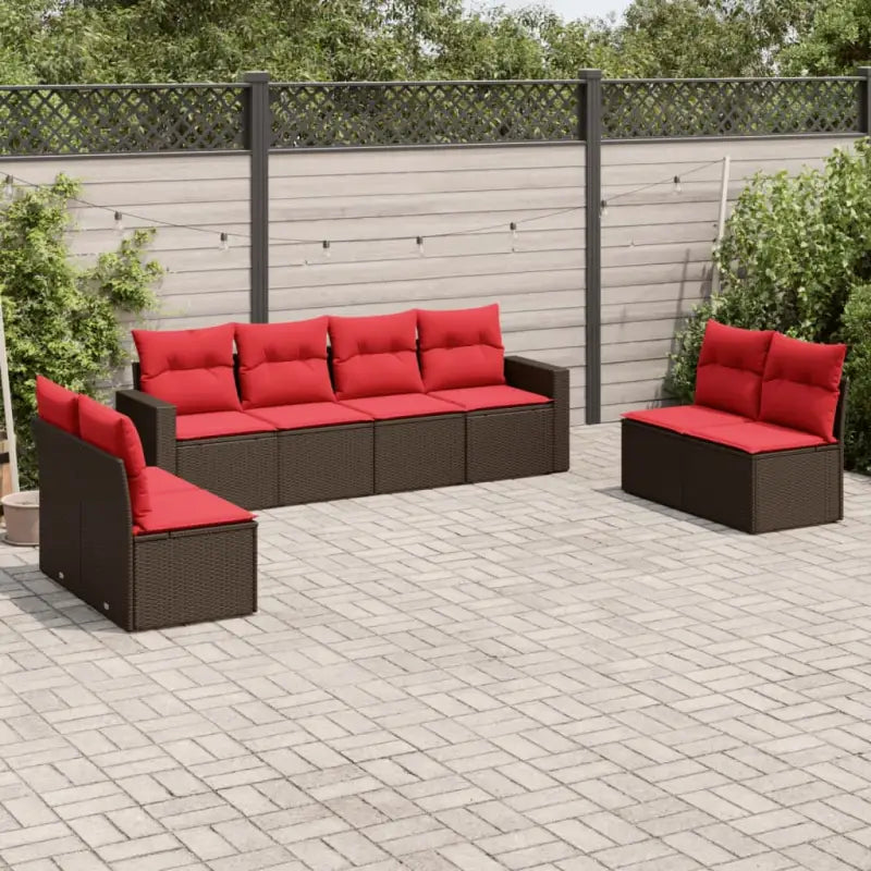 Loungebanken van bruin materiaal en gepoedercoat staal voor buiten - Bruin en rood / Zonder tafel - Tuinsets