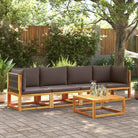 Loungebanken van massief acaciahout met comfortabele zit- en rugkussens - Grijs / 1 / Vierzitsbank - Loungebanken