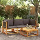 Loungebanken van massief acaciahout met comfortabele zit- en rugkussens - Grijs / 1 / Driezitsbank - Loungebanken