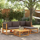 Loungebanken van massief acaciahout met comfortabele zit- en rugkussens - Grijs / 1 / 2x hoek + midden + voetensteun