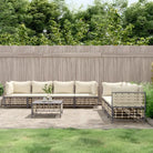 Loungebanken van poly rattan in antraciet materiaal met textileen afmetingen - 1 / Beige / 4x hoek + 3x midden + Tafel