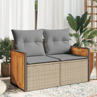 Loungebanken van poly rattan voor een comfortabele zitervaring met wasbare hoes - beige en lichtgrijs / 1 / zonder