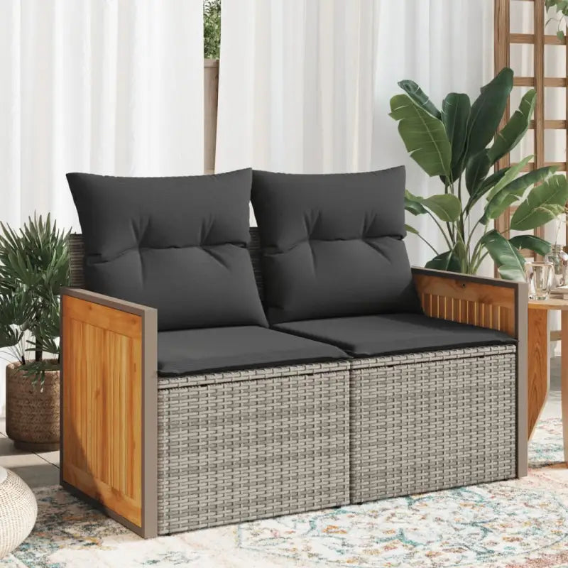 Loungebanken van poly rattan voor een comfortabele zitervaring met wasbare hoes - Grijs / 1 / met opbergruimte