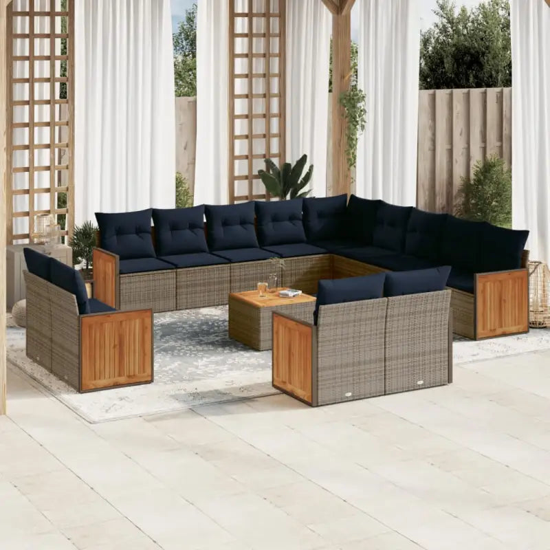 Loungebankset met grijs materiaal en waterdichte zak voor terras - Tuinsets