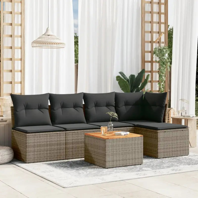 Loungebankset van beige materiaal met gepoedercoat staal afmetingen - Grijs - Tuinsets