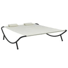 Loungebed voor tuin terras of strand van weerbestendig oxford stof - Crème - Tuinbedden