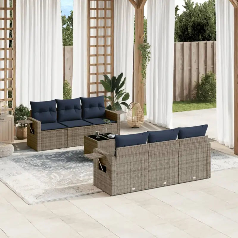 Loungehoek in Grijs Materiaal met Waterdichte Zak en Gepoedercoat Staal - Grijs en blauw - Tuinsets