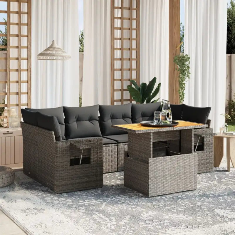 Loungeset in beige materiaal met gepoedercoat staal en Afmetingen - Grijs / zonder opbergruimte - Tuinsets
